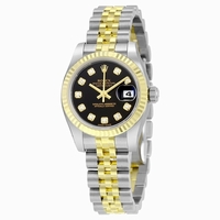 Rolex Lady Datejust 179173BKDJ Black With 10 Diamonds