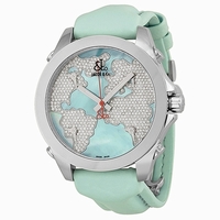 Jacob & Co. Five Time Zone JCM47WM Blue mother of pearl dial with diamond continents
