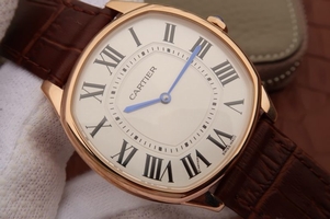 AAA Cartier Drive de Cartier White Dial Leather Strap Watch00676