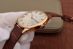 AAA Cartier Drive de Cartier White Dial Leather Strap Watch00676