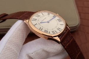 AAA Cartier Drive de Cartier White Dial Leather Strap Watch00676