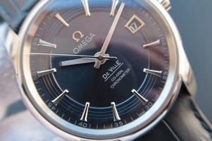AAA Omega V6 De Ville Hour Vision Co-Axial 41mm Blue Dial Leather Strap Watch00496