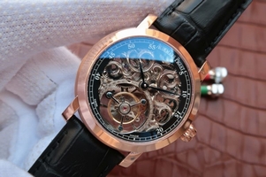 Audemars Piguet Jules Audemars Skeleton Tourbillon Dial Leather Strap Watch01232