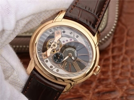 Audemars Piguet Millennium Series 15350 V9F Skeleton Gray Dial Dark Brown Leather Strap Watch00719