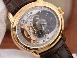 Audemars Piguet Millennium Series 15350 V9F Skeleton Gray Dial Dark Brown Leather Strap Watch00719