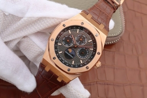 Audemars Piguet Royal Oak 41mm 26574 Black Dial Leather Strap Watch01005