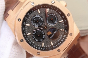 Audemars Piguet Royal Oak 41mm 26574 Black Dial Leather Strap Watch01005