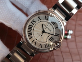 Best 1:1 Cartier V6 Ballon Bleu 36mm White Textured Dial Bracelet Cartier Watch00432