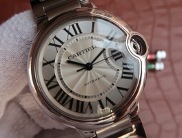 Best 1:1 Cartier V6 Ballon Bleu 36mm White Textured Dial Bracelet Cartier Watch00432