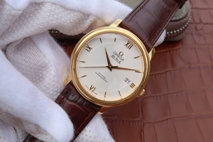 Best 1:1 Omega MKF De Ville 37mm White Dial Markers Leather Strap Watch00785