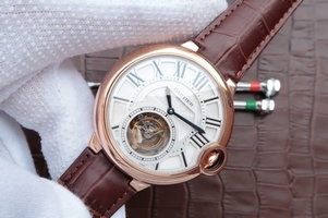 Best Cartier Ballon Bleu Tourbillon Brown Leather Strap Cartier Watch00279
