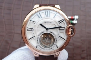 Best Cartier Ballon Bleu Tourbillon Brown Leather Strap Cartier Watch00279