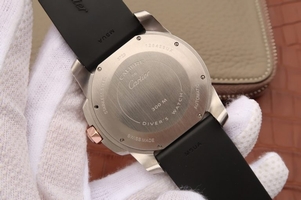 Best Cartier J Calibre De Cartier Diver Black Dial Bezel Black Rubber Strap Watch00984