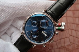 Best Quality IWC Portofino Chrono IW391019 Blue Dial Leather Strap Watch00620