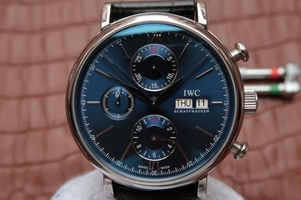 Best Quality IWC Portofino Chrono IW391019 Blue Dial Leather Strap Watch00620