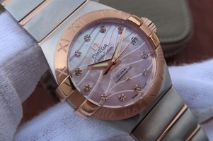 Best Quality Omega V6 Constellation 27mm Dial Diamonds Markers Bracelet Omega Watch00703