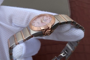 Best Quality Omega V6 Constellation 27mm Dial Diamonds Markers Bracelet Omega Watch00703