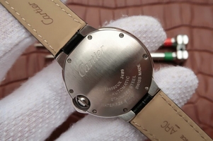 Cartier Ballon Bleu 33mm White Textured Dial Leather Strap Watch00636