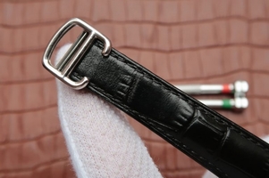Cartier Ballon Bleu 33mm White Textured Dial Leather Strap Watch00636
