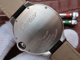 Cartier Ballon Bleu 42mm White Textured Dial Black Leather Strap Watch00099