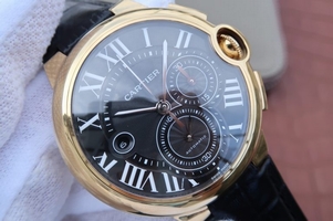 Cartier Ballon Bleu De Cartier Chrono 44mm Black Dial Leather Strap Watch01252