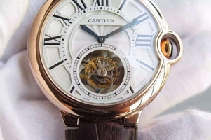 Cartier Ballon Bleu Tourbillon Brown Leather Strap Watch01070