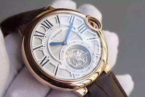Cartier Ballon Bleu Tourbillon Brown Leather Strap Watch01070