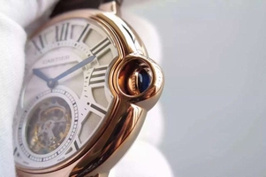Cartier Ballon Bleu Tourbillon Brown Leather Strap Watch01070