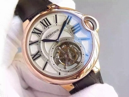 Cartier Ballon de Cartier 46MM Tourbillon White Dial Leather Strap Watch01022