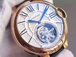 Cartier Ballon de Cartier 46MM Tourbillon White Dial Leather Strap Watch01022