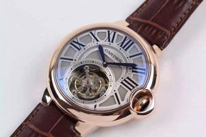 Cartier Ballon de Cartier Tourbillon Gray Dial Leather Strap Cartier Watch00944