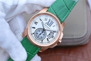 Cartier Calibre de Cartier White Dial Leather Strap Watch00044