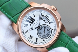 Cartier Calibre de Cartier White Dial Leather Strap Watch00044