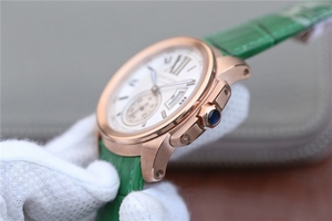 Cartier Calibre de Cartier White Dial Leather Strap Watch00044