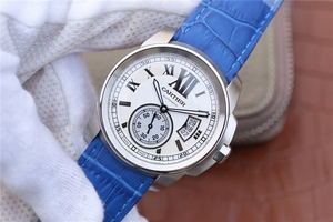 Cartier Calibre de Cartier White Dial Leather Strap Watch00443