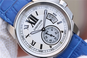 Cartier Calibre de Cartier White Dial Leather Strap Watch00443