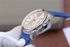 Cartier Calibre de Cartier White Dial Leather Strap Watch00443
