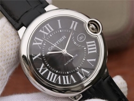 Cartier Cartier Ballon Bleu 42mm CRF Black Textured Dial Leather Strap Watch00812