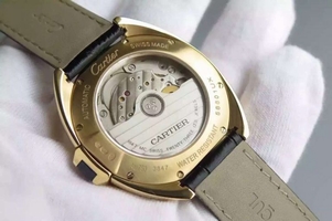 Cartier Cle de Cartier White Textured Dial Leather Strap Cartier Watch01248