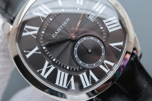 Cartier Drive de Cartier Black Textured Dial Black Leather Strap Watch00937