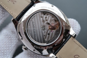 Cartier Drive de Cartier Black Textured Dial Black Leather Strap Watch00937