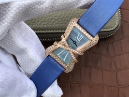 Cartier High Jewelry Watches WJ306014 Blue Dial Blue Fabric Strap Watch00530