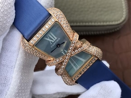 Cartier High Jewelry Watches WJ306014 Blue Dial Blue Fabric Strap Watch00530