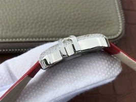 Cartier High Jewelry Watches WJ306014 White Dial Red Fabric Strap Watch00546