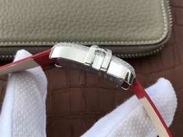 Cartier High Jewelry Watches WJ306014 White Dial Red Fabric Strap Watch00546