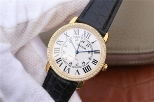 Cartier Ronde De Cartier White Dial Diamonds Bezel Croco Strap Cartier Watch01282