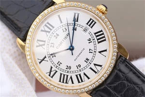 Cartier Ronde De Cartier White Dial Diamonds Bezel Croco Strap Cartier Watch01282