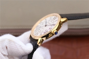 Cartier Ronde De Cartier White Dial Diamonds Bezel Croco Strap Cartier Watch01282