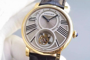 Cartier Rotonde De Cartier Tourbillon Leather Strap Watch00195