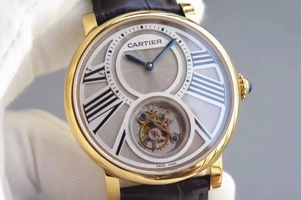 Cartier Rotonde De Cartier Tourbillon Leather Strap Watch00195